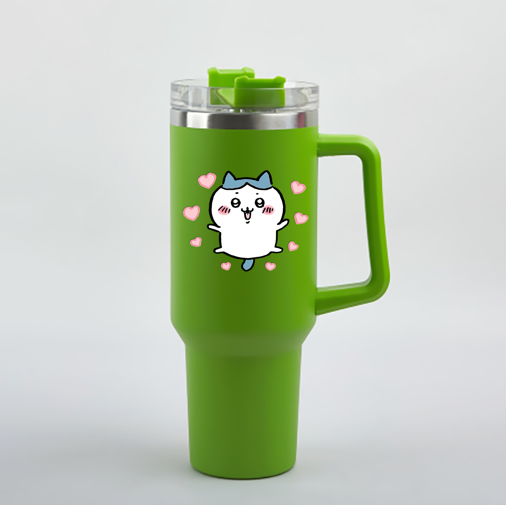 （画像用） ちいかわ ハチワレ Chii-kawa hachiware 1200mL車用タンブラー - クリスタルステッカー（プラスチックストロー付き）